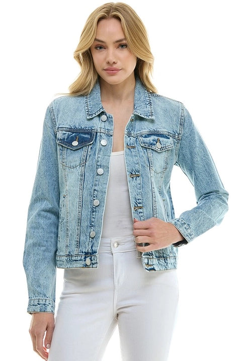 Ladies Casual Light Washed Denim Jacket