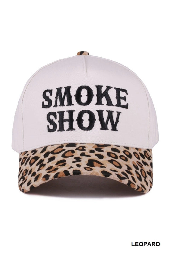 Leopard Print Smoke Show Embroidered Trucker Hat