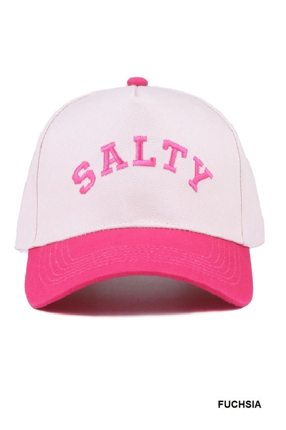"Salty" Embroidered Trucker Hat (Mocha/Pink)