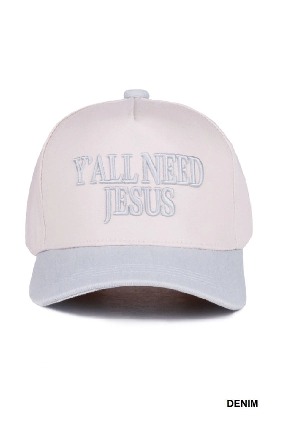 "Ya'll Need Jesus" Embroidered Trucker Hat (2 colors)